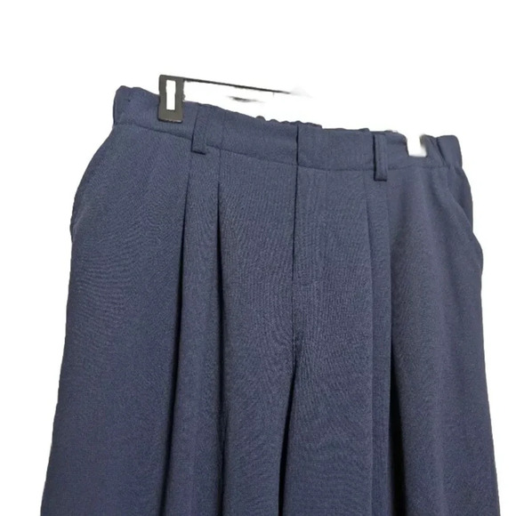 Halara NWT Women's M Dark Navy High Waisted Pockets Plicated Wide Leg Work Pants - Picture 8 of 9
